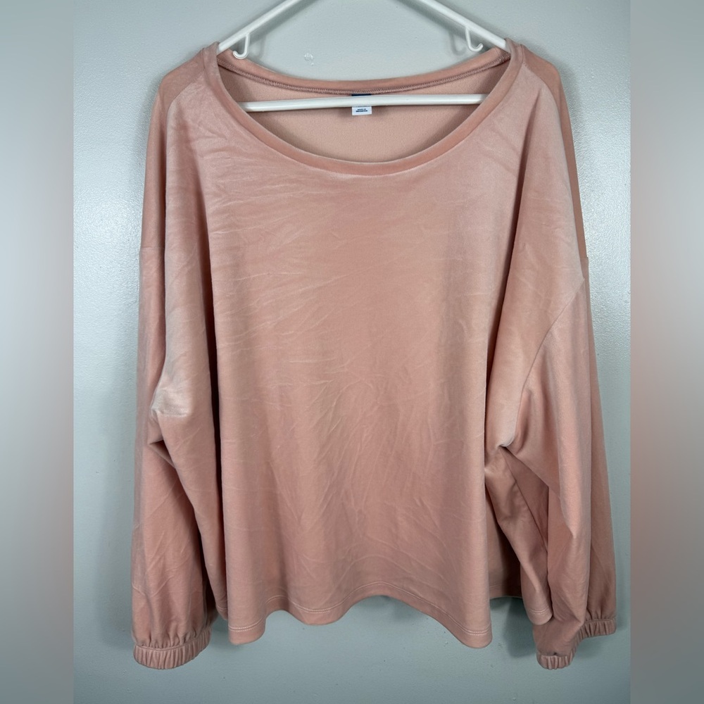 Old Navy Womens Velour Cropped Shirt Blush Pink Size 3X‎ Comfort Loungewear